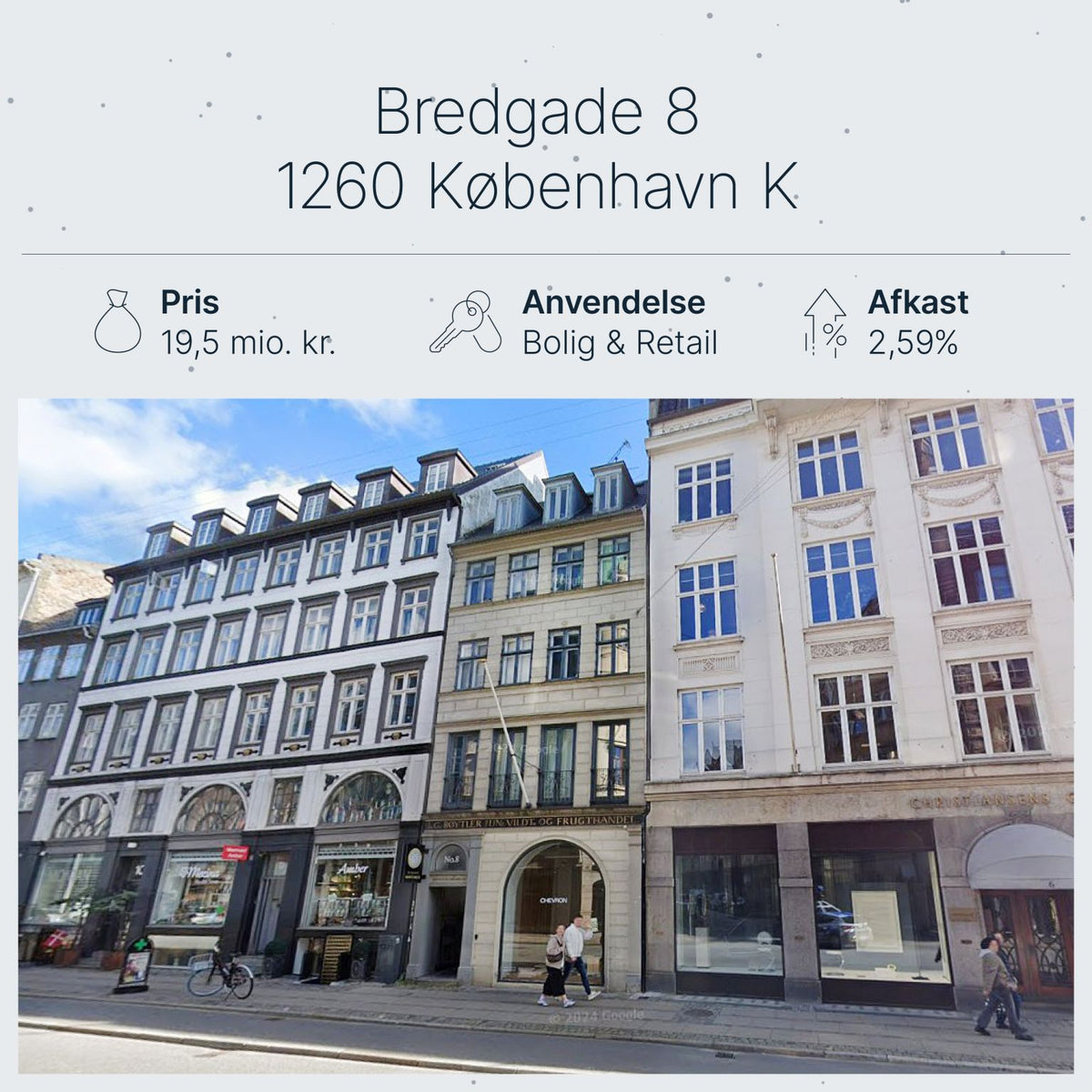 Bredgade 8 i København K: Blandet ejendom solgt for 19,5 mio. kr.
