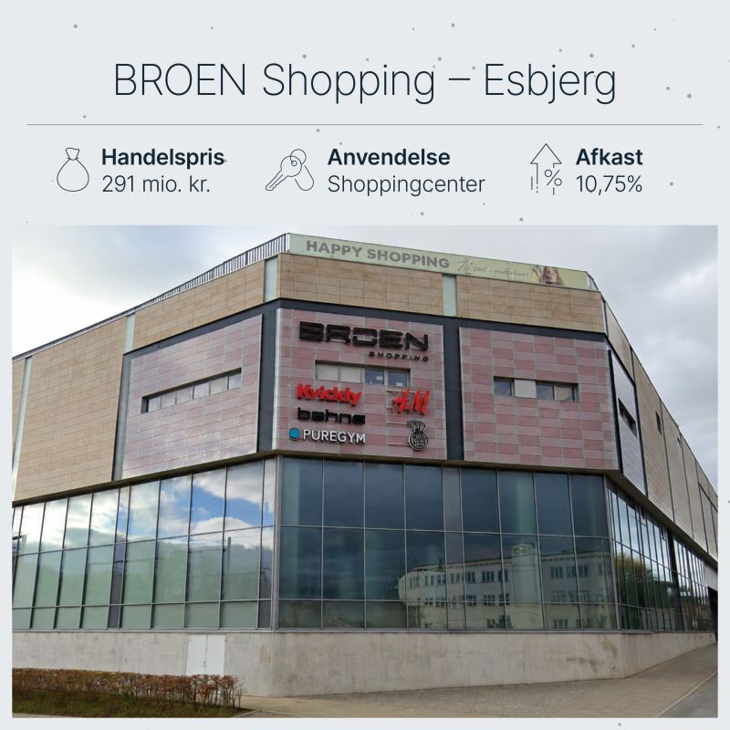 BROEN Shopping Esbjerg solgt for 291,2 mio. kr. – Agat Ejendomme overtager fuldt ejerskab fra CapMan